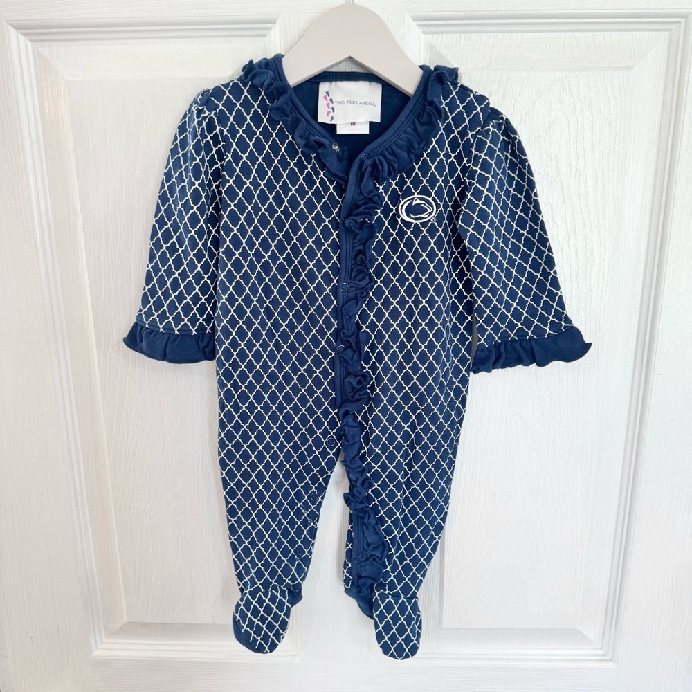 Two Feet Ahead Blue Diamond Pattern Footie